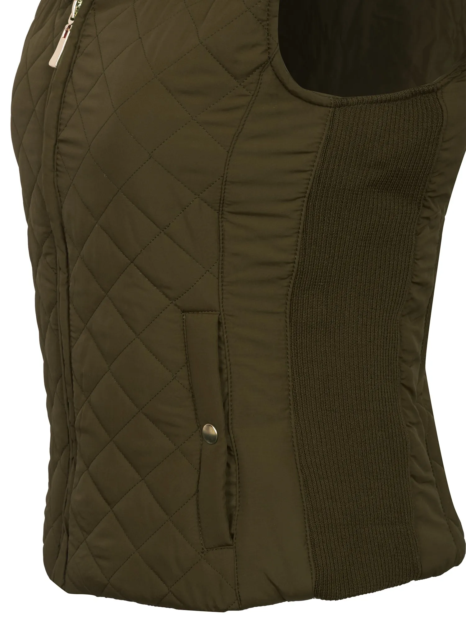 KOGMO Women's Quilted Lightweight Hoodie Vest with Sherpa Line Detail