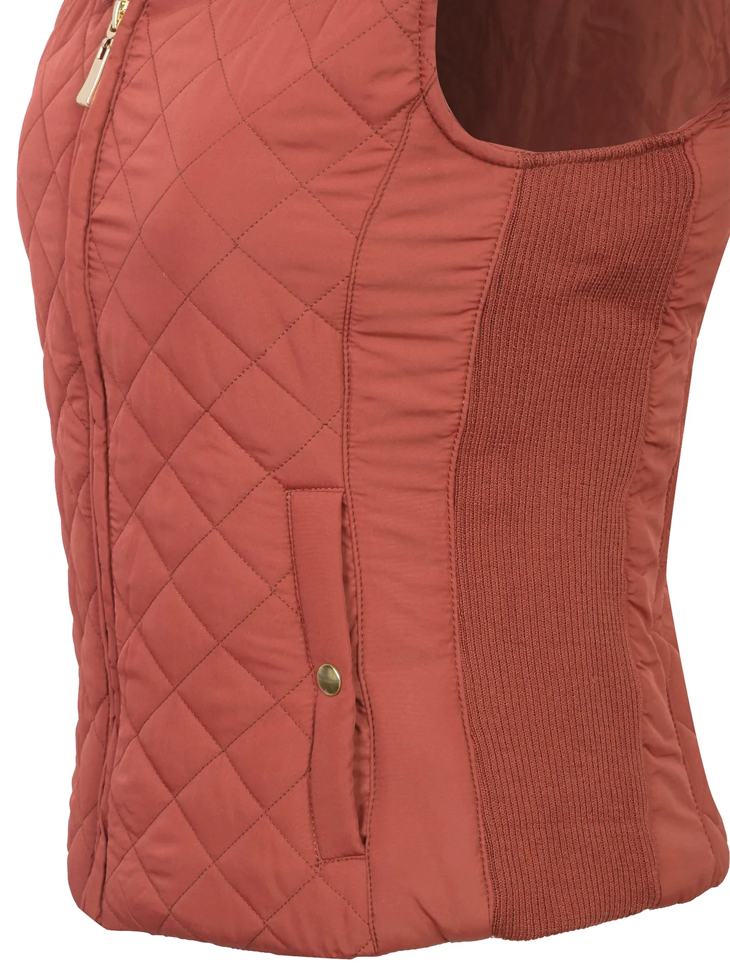 KOGMO Women's Quilted Lightweight Hoodie Vest with Sherpa Line Detail