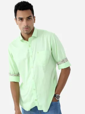 Lemon Green Solid Cotton Full Sleeve Shirt