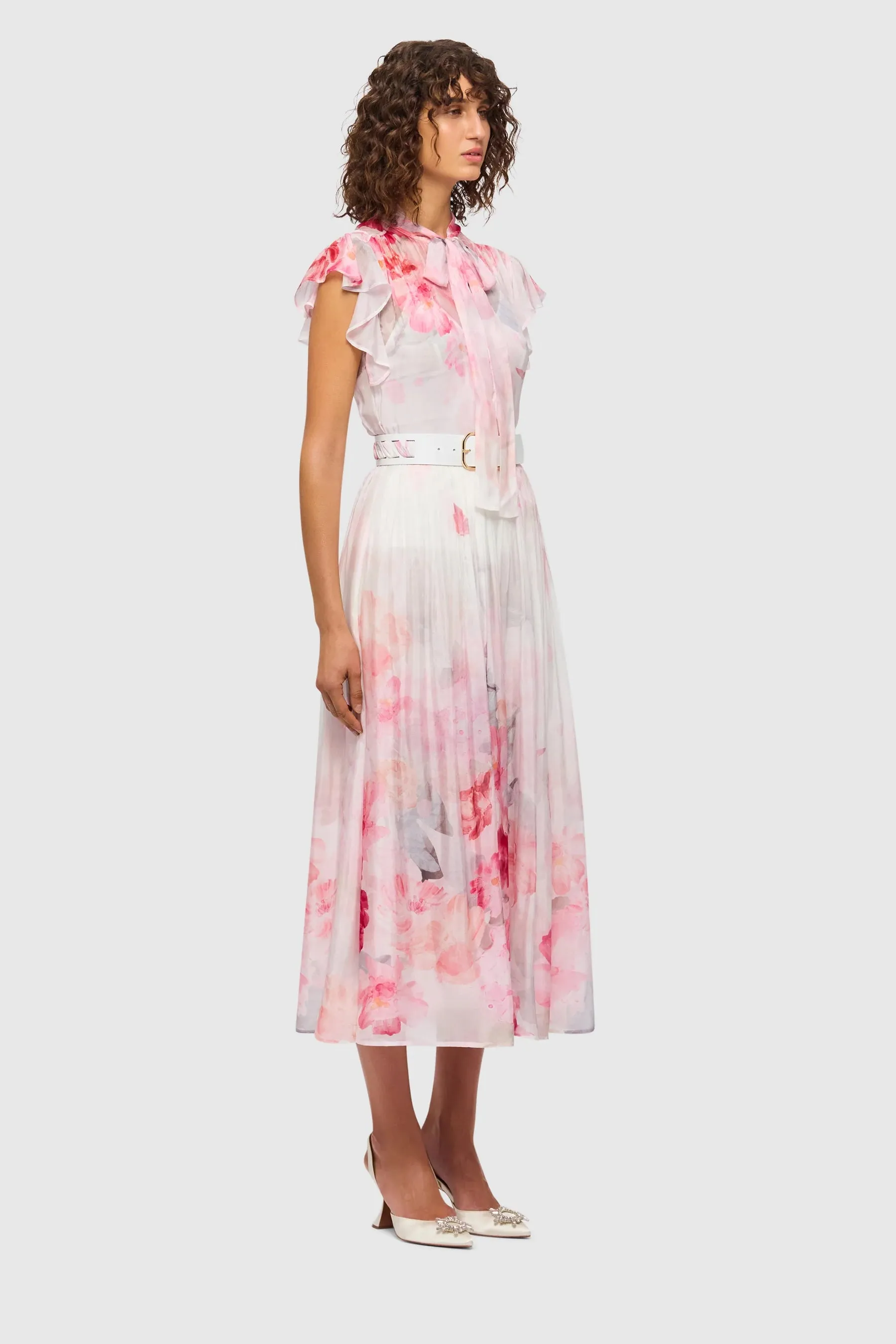 Leo Lin Grace Flutter Sleeve Midi Dress - Bouquet Print