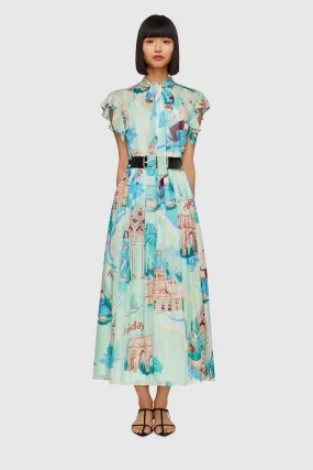 Leo Lin Grace Flutter Sleeve Midi Dress - Vacanza Print