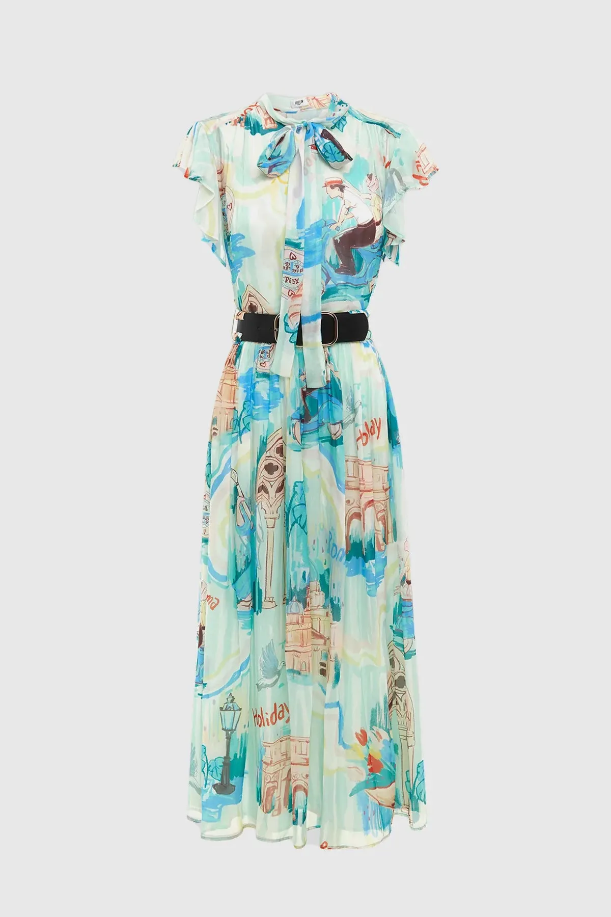 Leo Lin Grace Flutter Sleeve Midi Dress - Vacanza Print