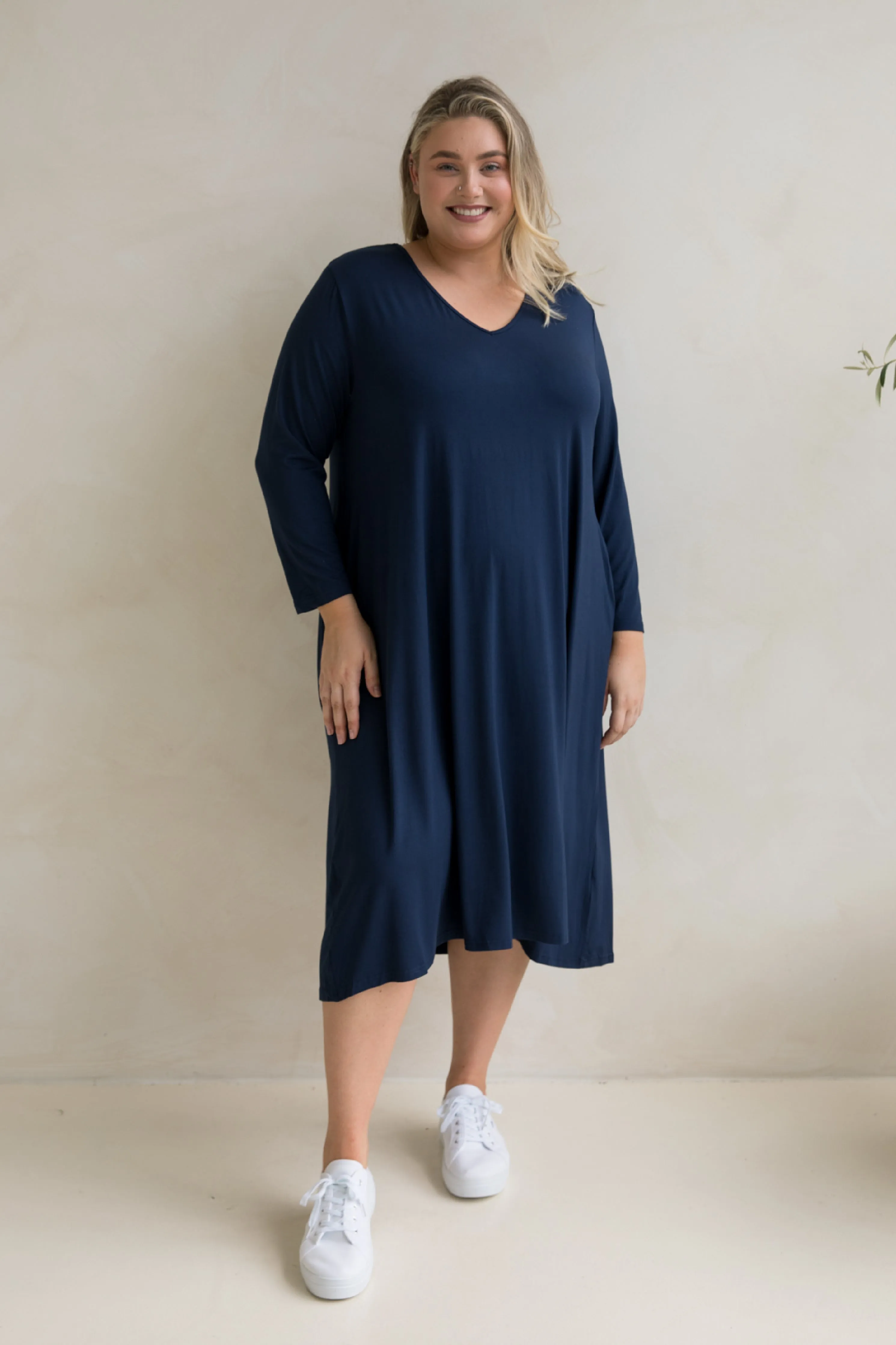 Long Sleeve T-Shirt Dress | Navy