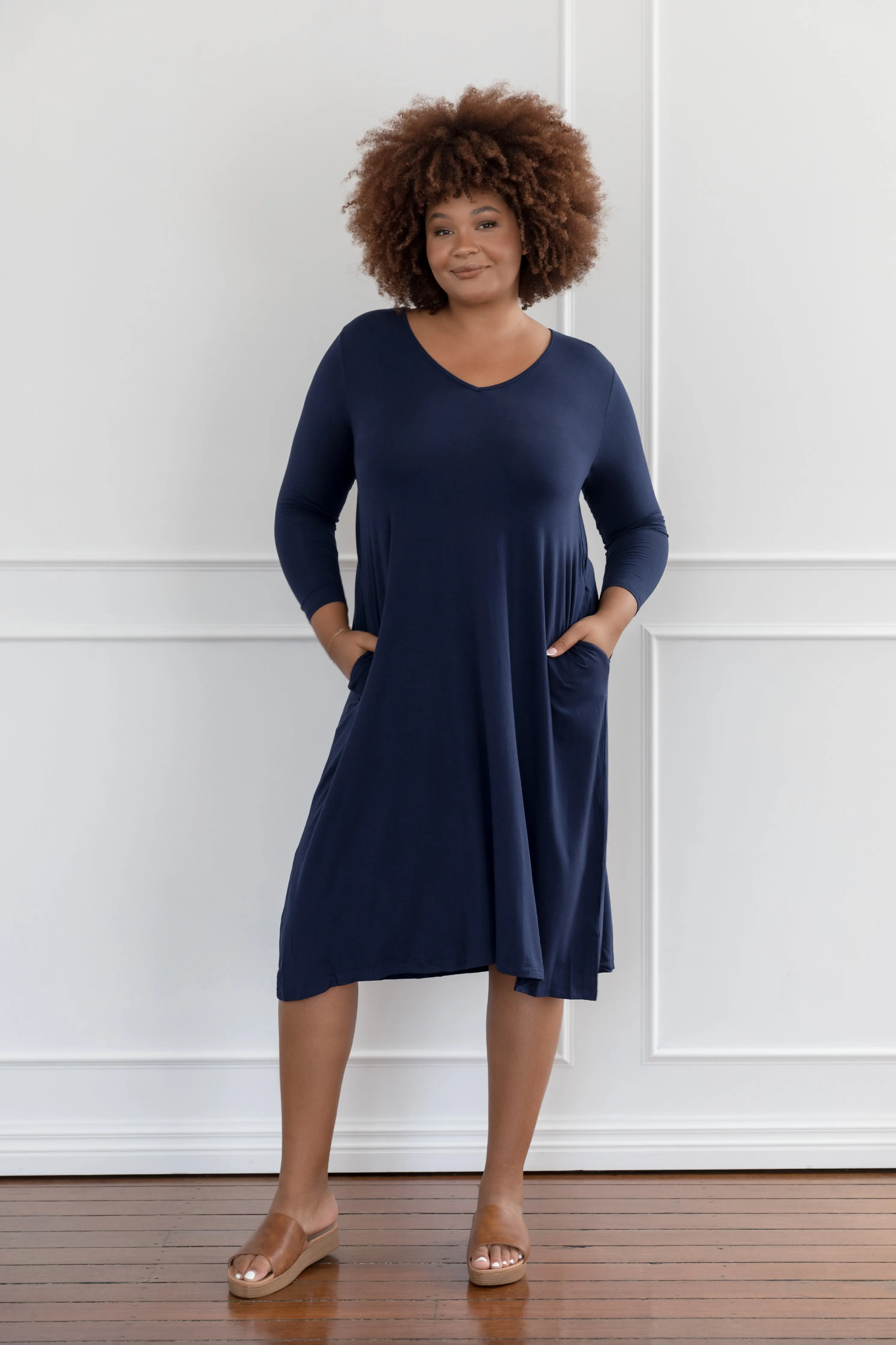 Long Sleeve T-Shirt Dress | Navy