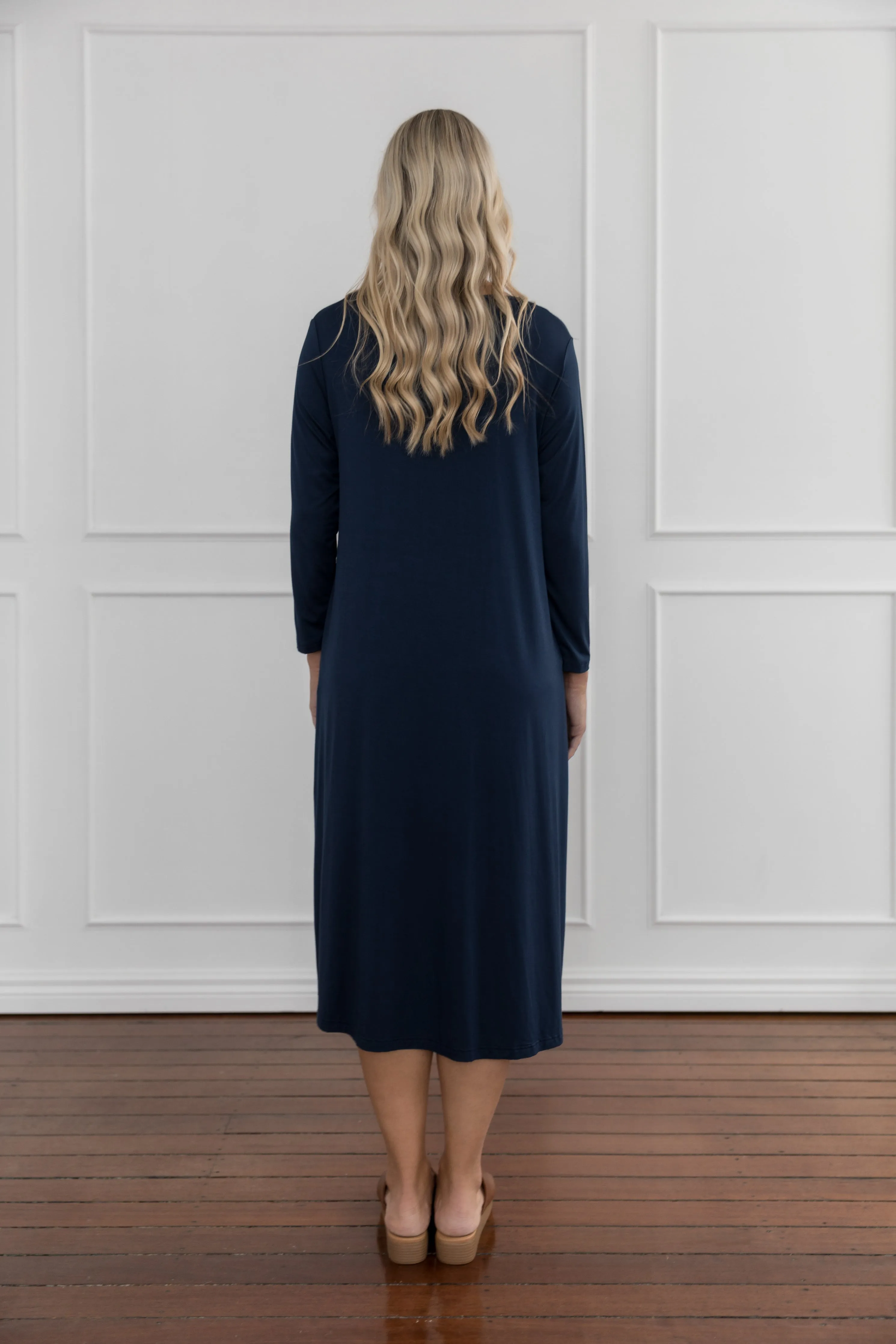 Long Sleeve T-Shirt Dress | Navy