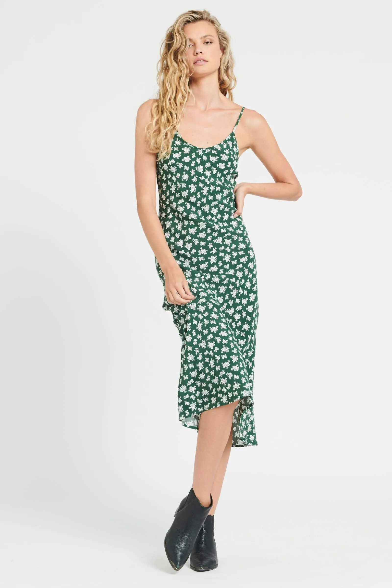 Margaux Elderflower Slip Dress - Pine