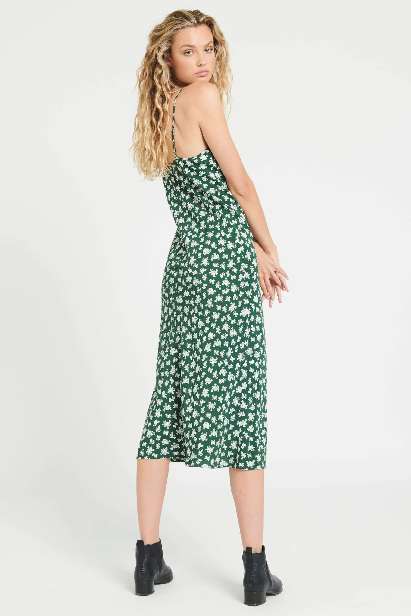 Margaux Elderflower Slip Dress - Pine