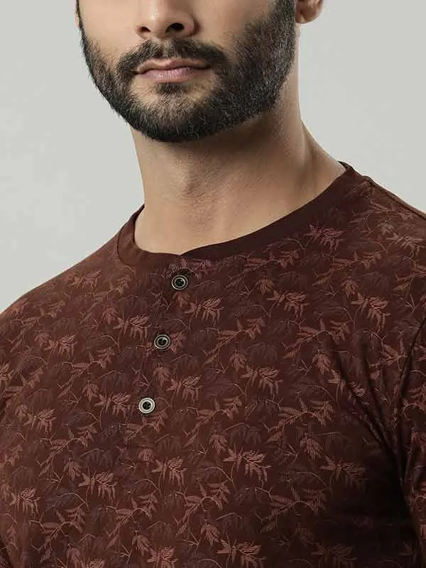 Men Printed Henley T-Shirt