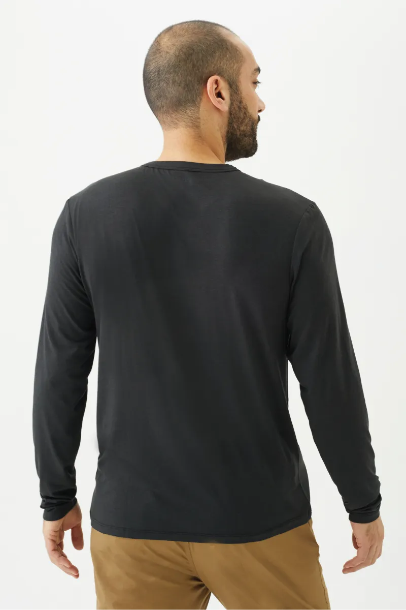 Men's Bamboo Cotton Long-Sleeve Henley Tee-All Sales Final