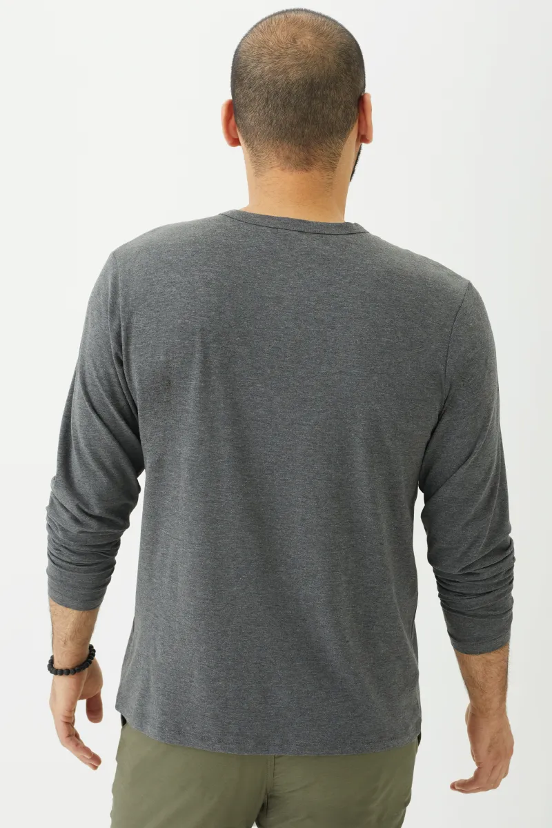 Men's Bamboo Cotton Long-Sleeve Henley Tee-All Sales Final