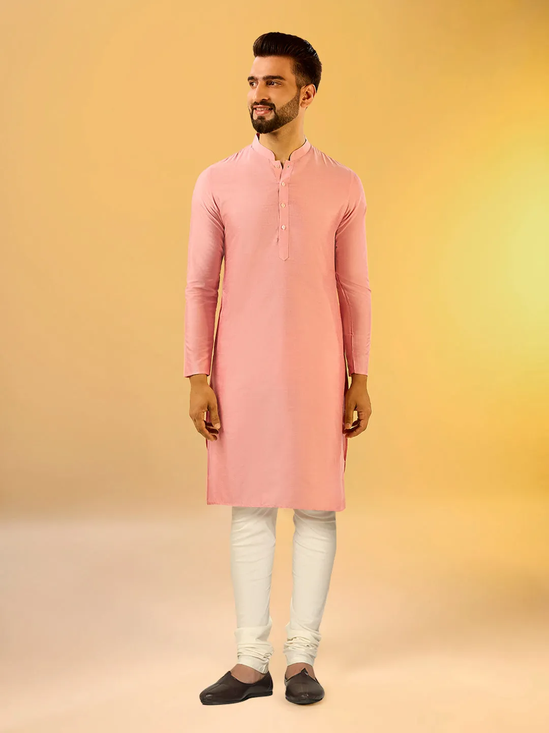 Men's Burgundy Kurta Jacket Churidar Set