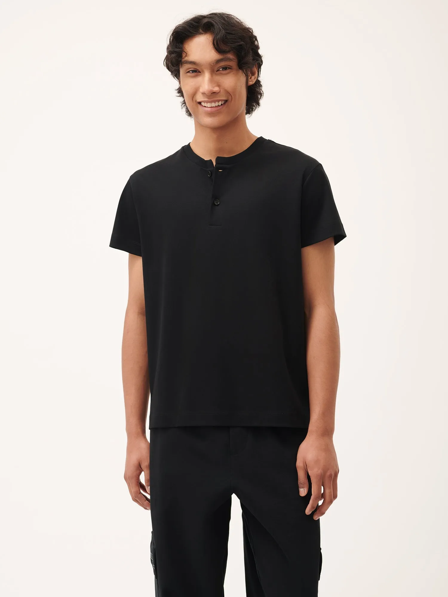 Mens DNA Henley T-Shirt—black