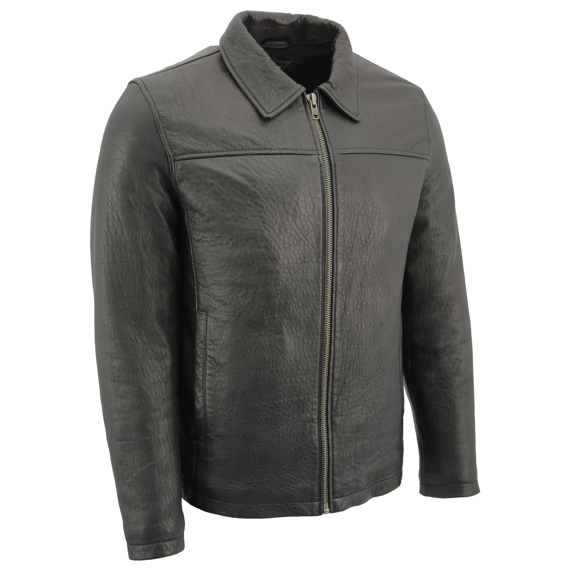 Mens New Zealand Lambskin Zipper Front Jacket w/ Shirt Collar