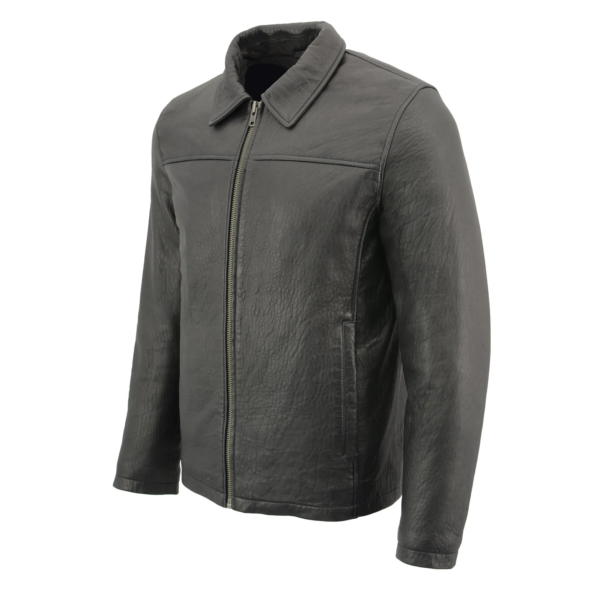 Mens New Zealand Lambskin Zipper Front Jacket w/ Shirt Collar