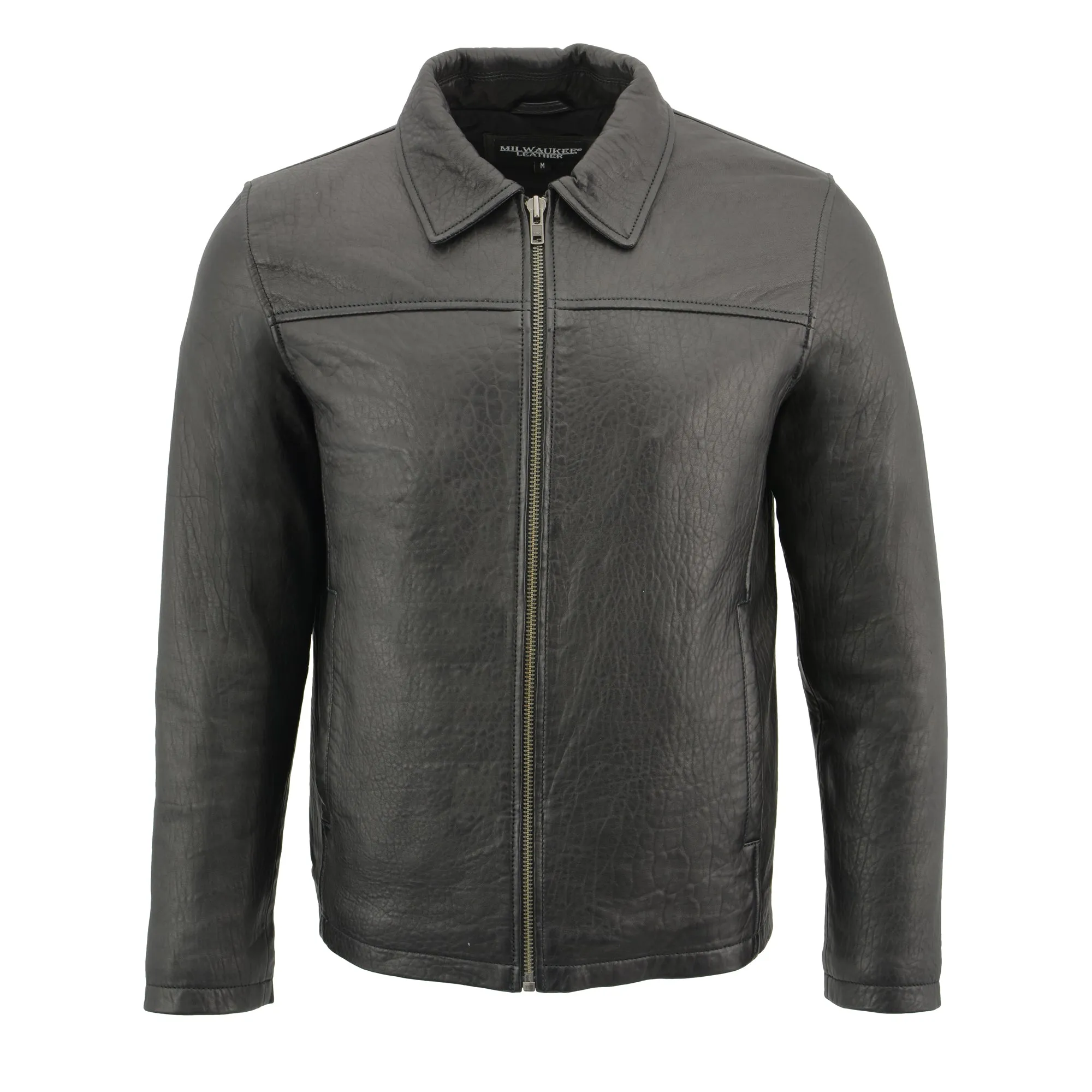 Mens New Zealand Lambskin Zipper Front Jacket w/ Shirt Collar