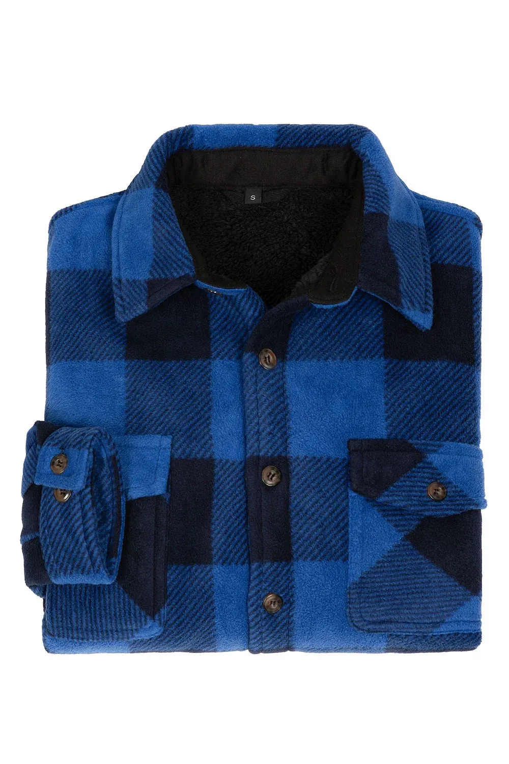 Men's Warm Sherpa Lined Plaid Shirt Jacket (Sherpa Lined Throughout)