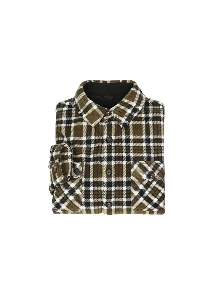 Men's Warm Sherpa Lined Plaid Shirt Jacket (Sherpa Lined Throughout)