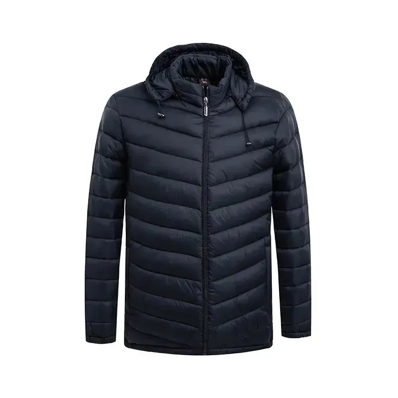 Men's Winter Zip up Hooded Puffer jacket Quilted down coat jacket