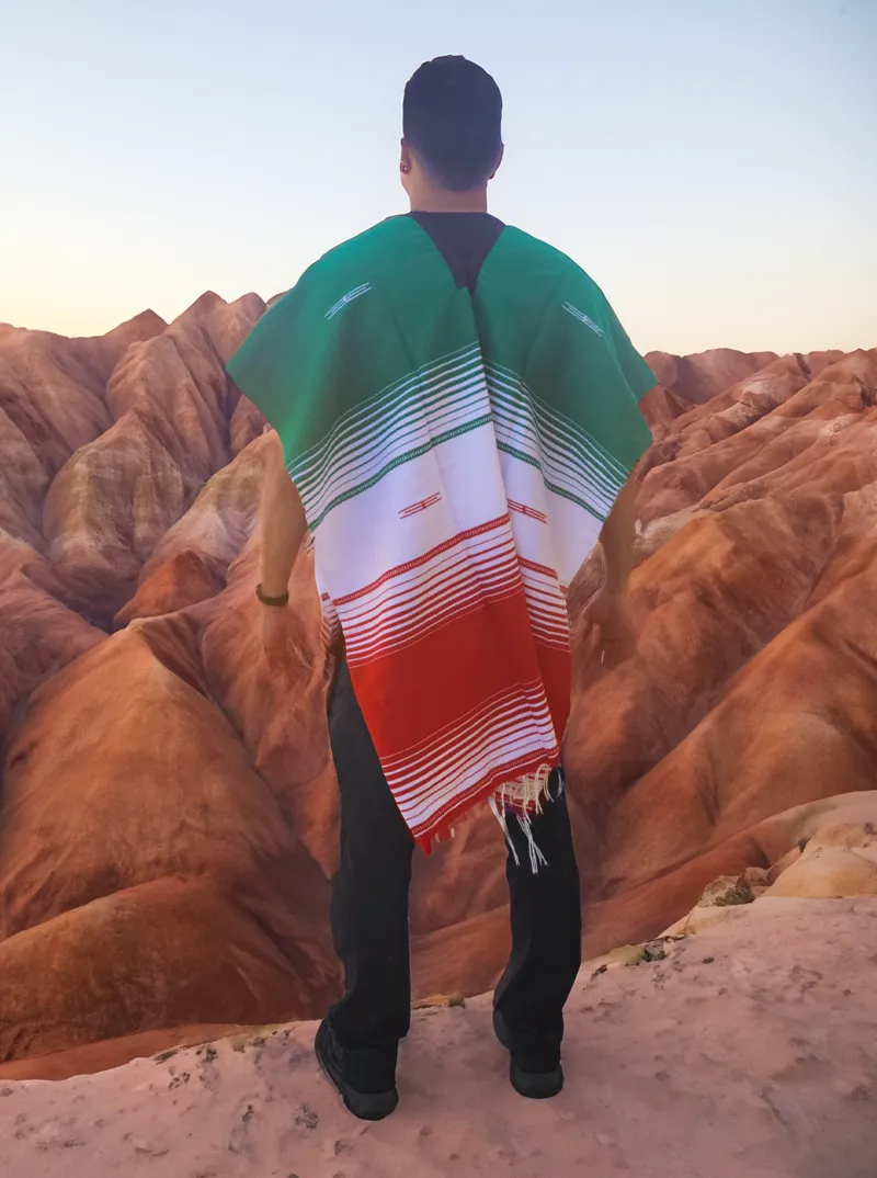 Mexican Flag Poncho | Authentic Mexican Serape Poncho