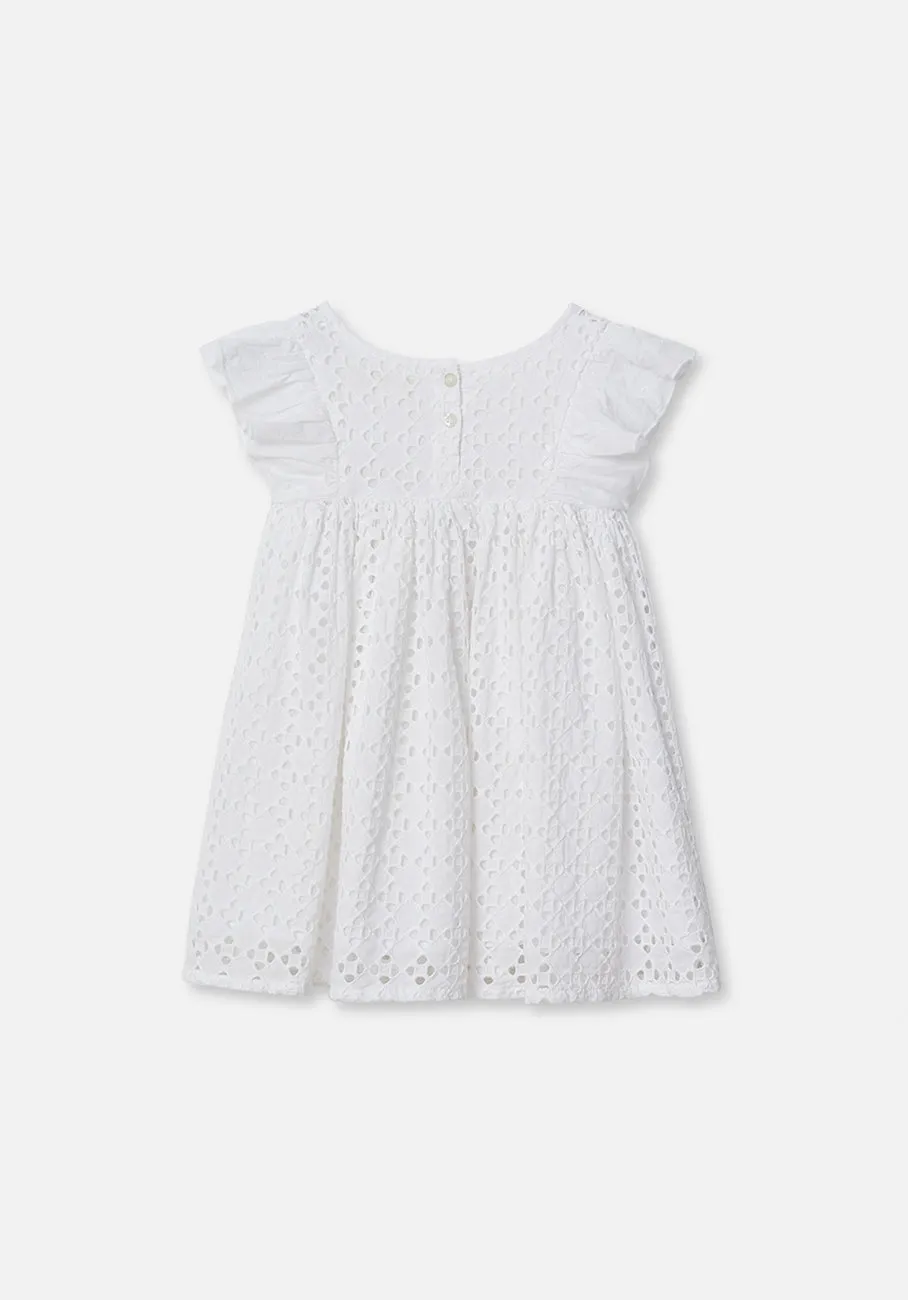 Miann & Co Baby - Flutter Shoulder Dress - Shell Broderie