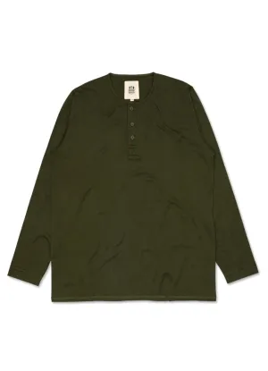 NIKO | Organic Long Sleeve Henley | Dark Forest Green