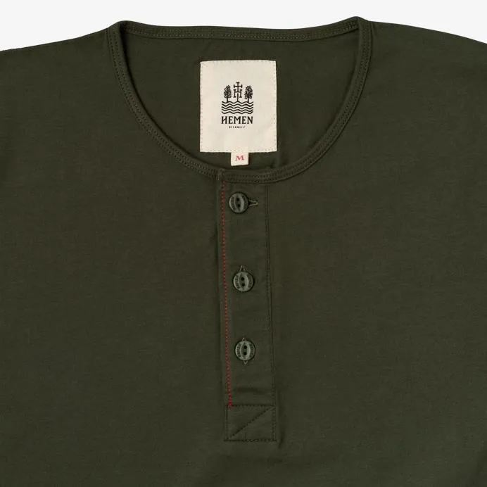 NIKO | Organic Long Sleeve Henley | Dark Forest Green