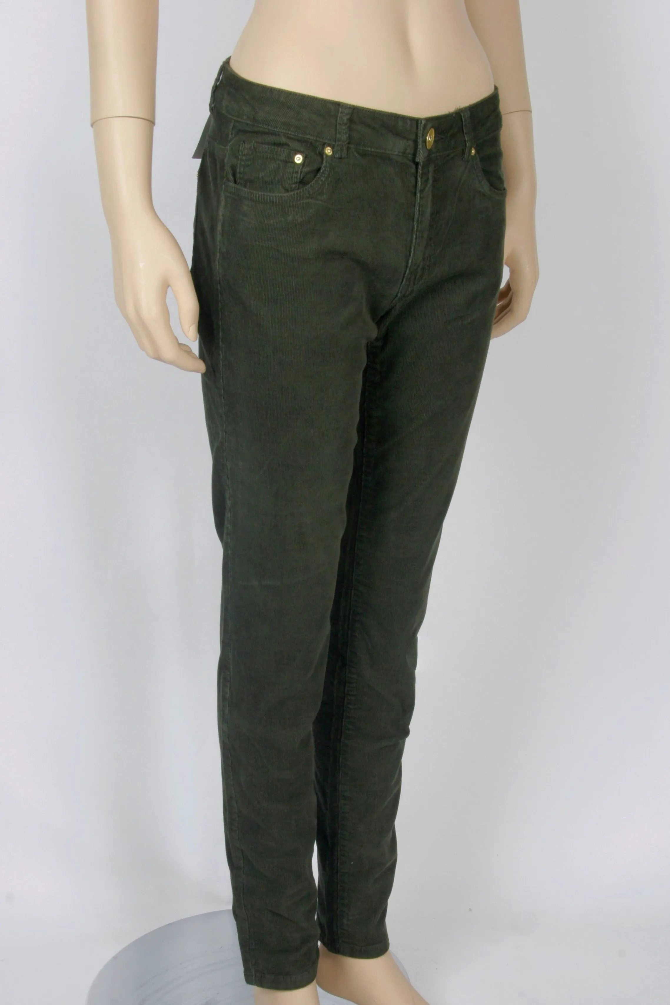 NWT H&M Slim Fit Corduroy Olive Green Pants-Size 8