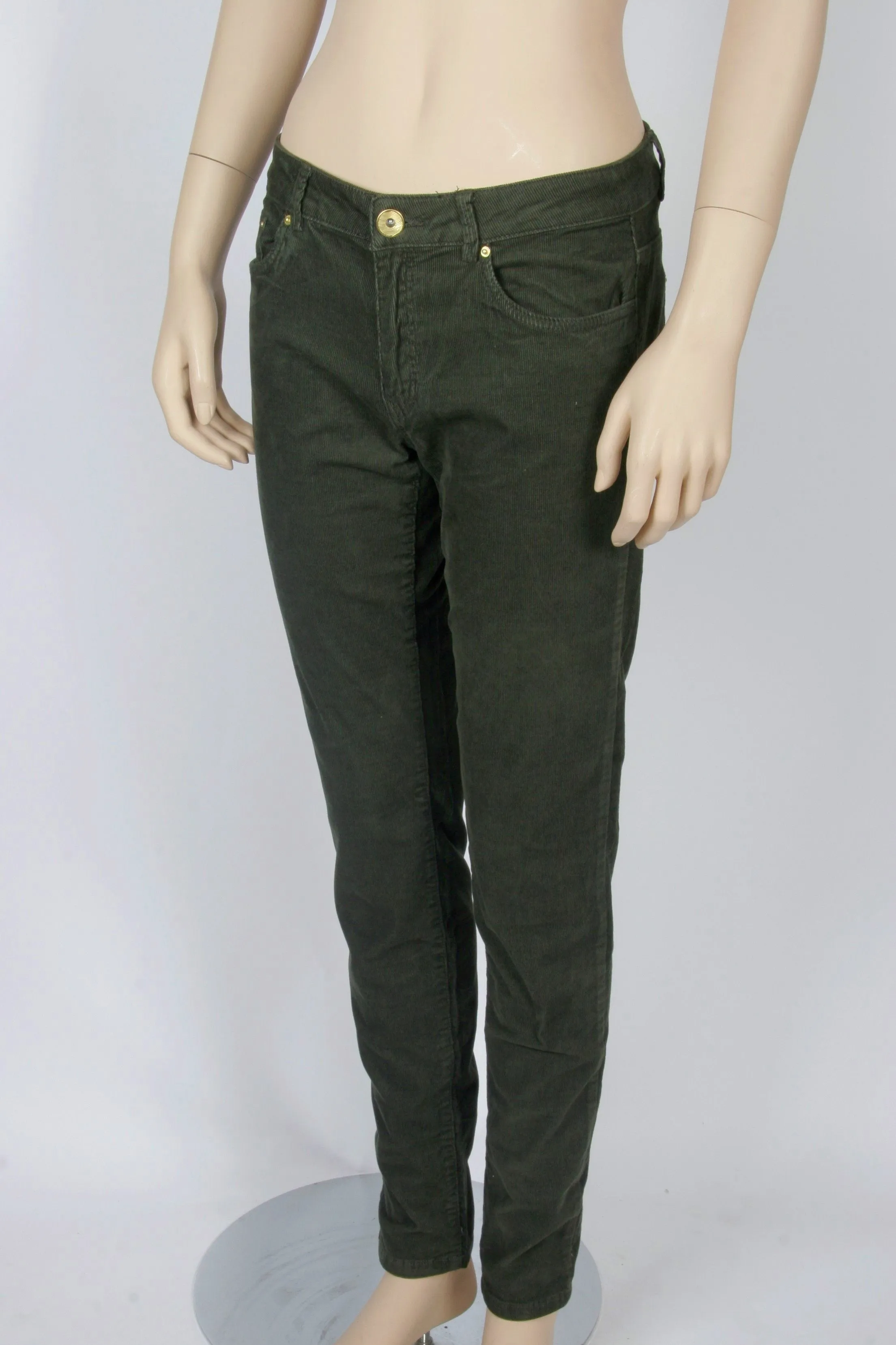 NWT H&M Slim Fit Corduroy Olive Green Pants-Size 8