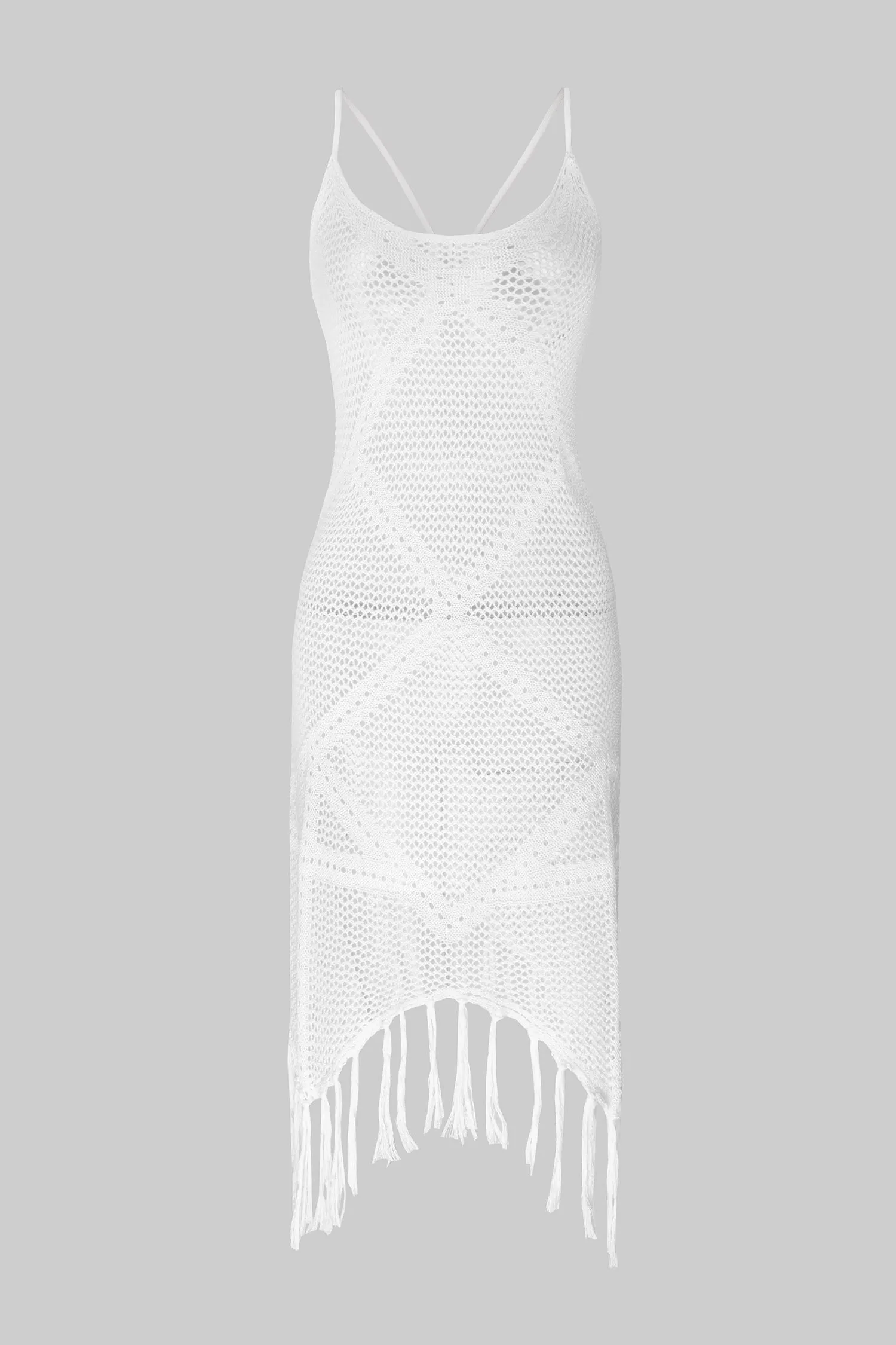 Opal Sheer Crochet Fringe Cover-Up Dress