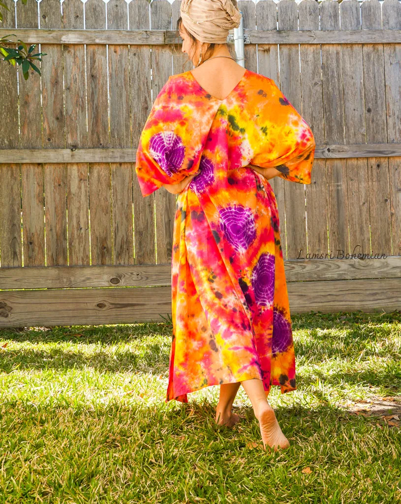 Orange Purple Tie Dye Kaftan