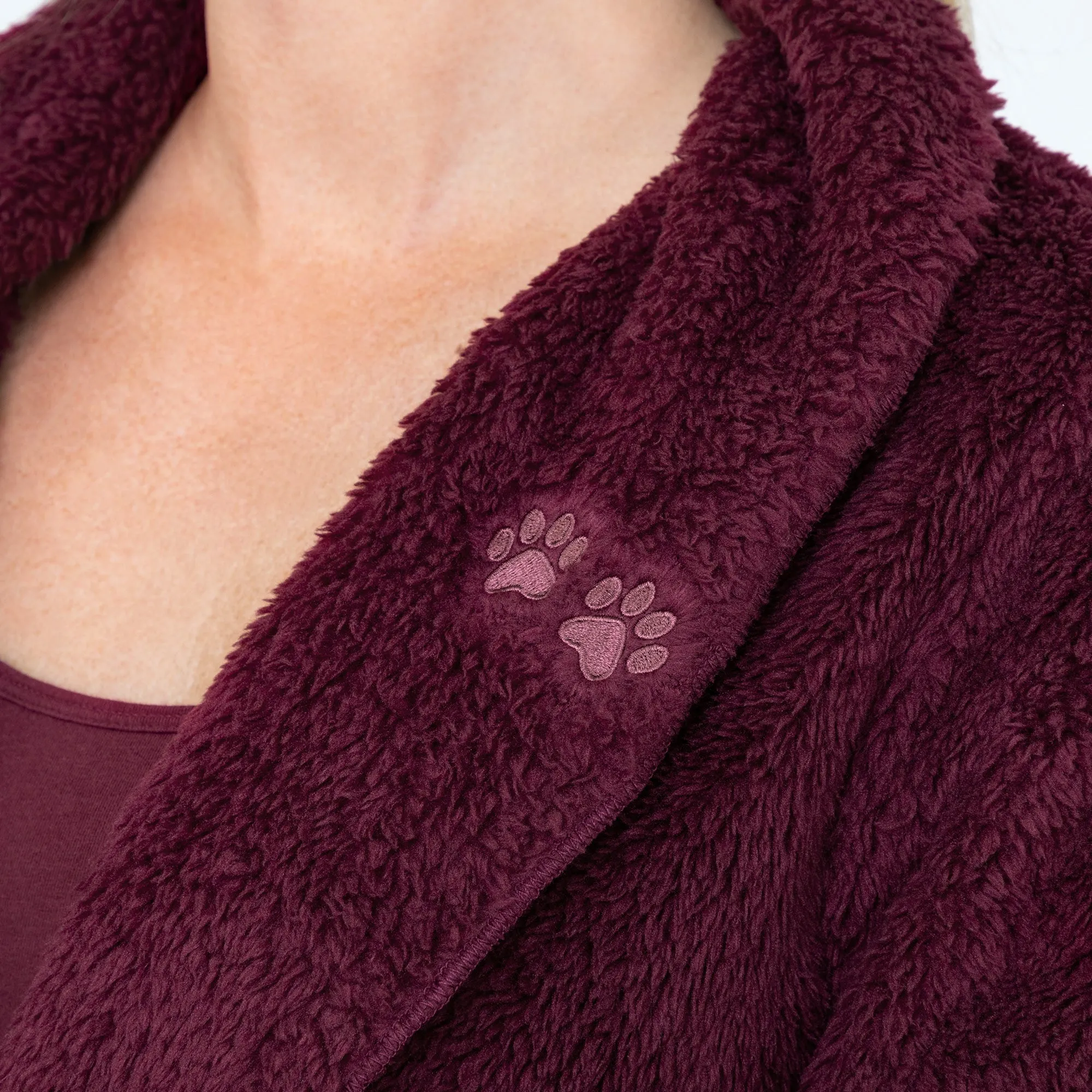 Paw Print Plush Sherpa Fleece Open Jacket with Pockets