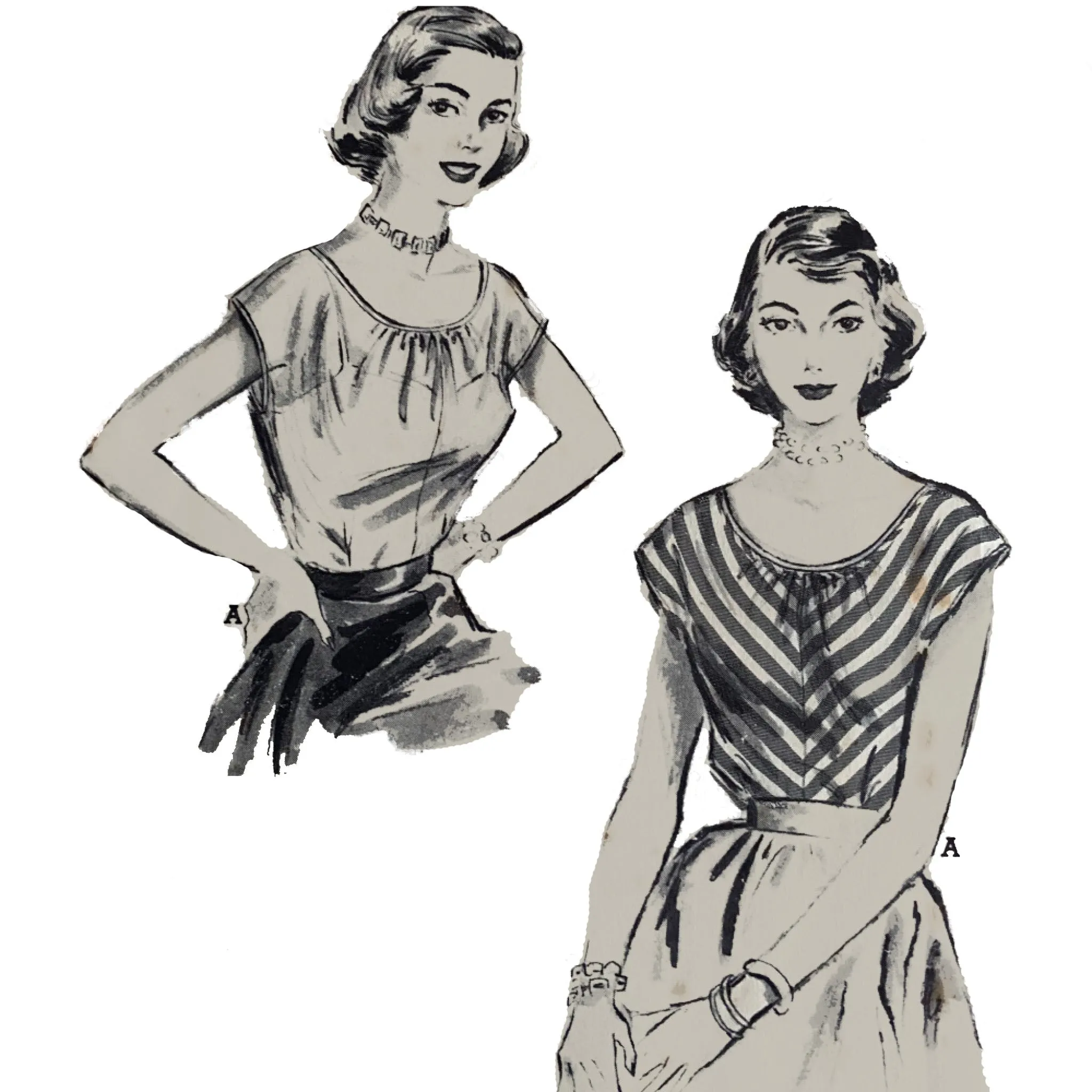 PDF - Vintage 1950s Pattern – Scoop-Necked Loose Blouse -  Bust 34” (86.4cm) - Instantly  Print at Home