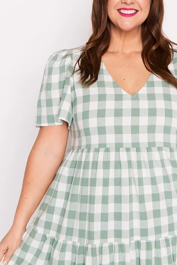 Percy Sage Gingham Dress