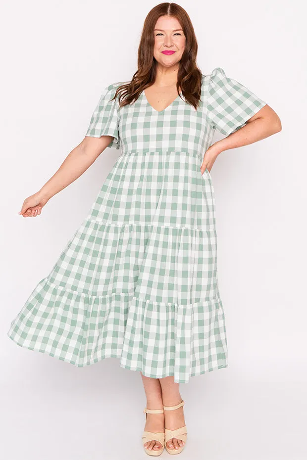 Percy Sage Gingham Dress