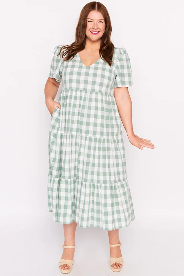 Percy Sage Gingham Dress