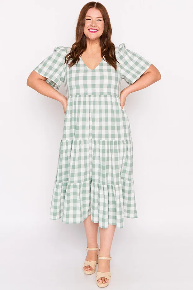 Percy Sage Gingham Dress