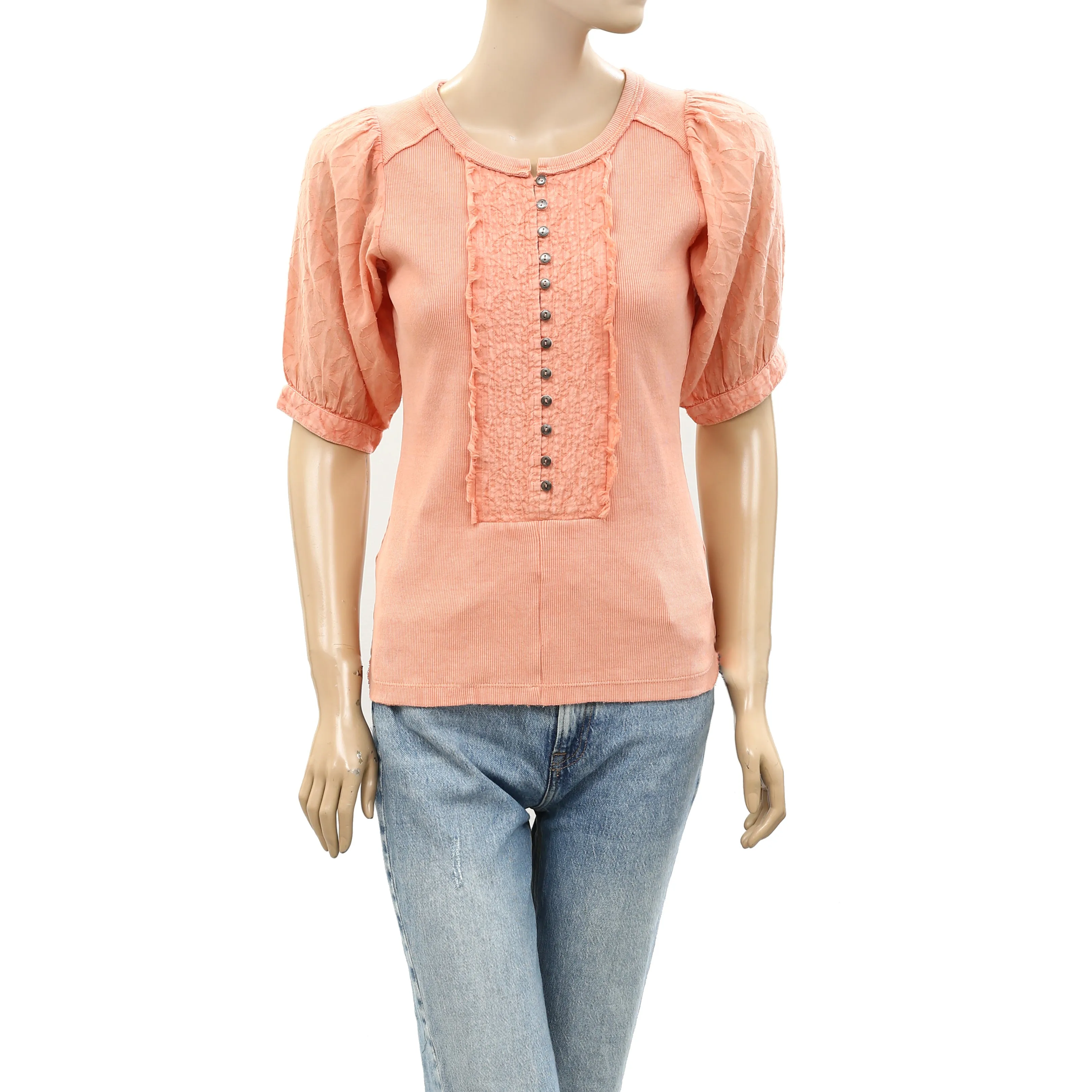 Pilcro Anthropologie Bella Henley Shirt Blouse Top