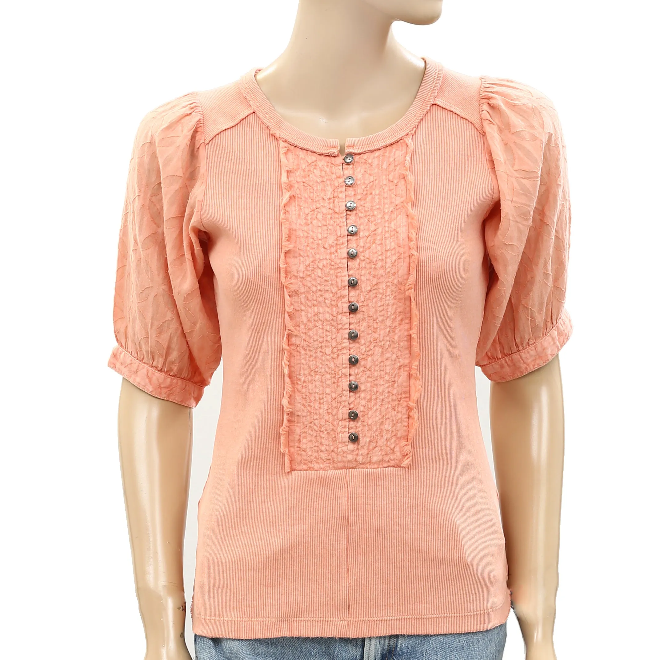 Pilcro Anthropologie Bella Henley Shirt Blouse Top