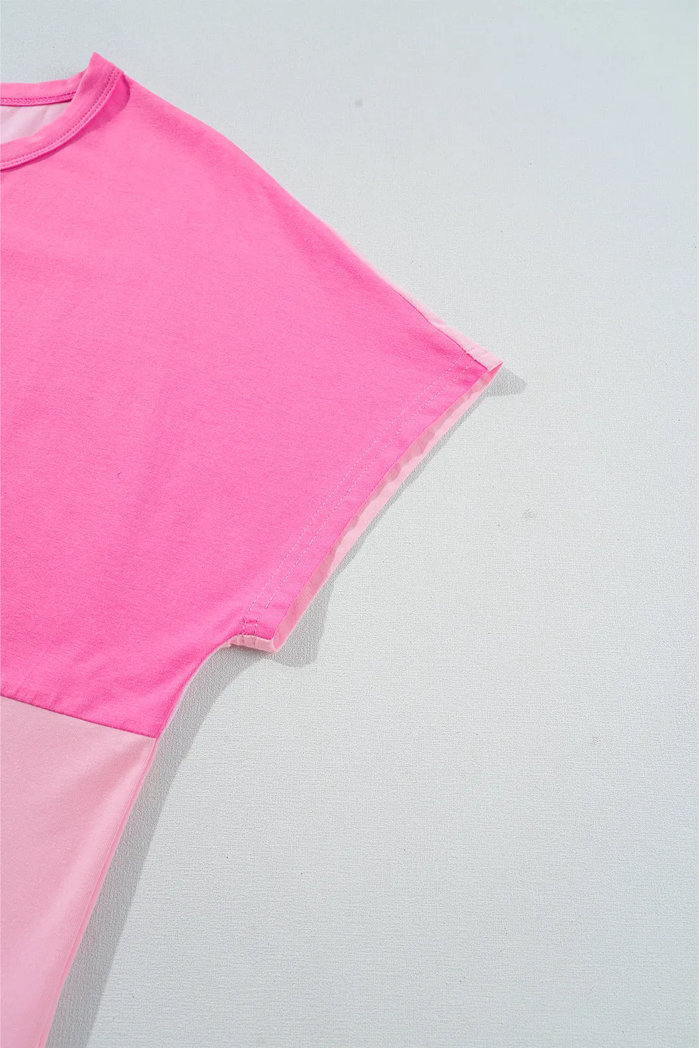 Pink Colorblock Half Button Henley