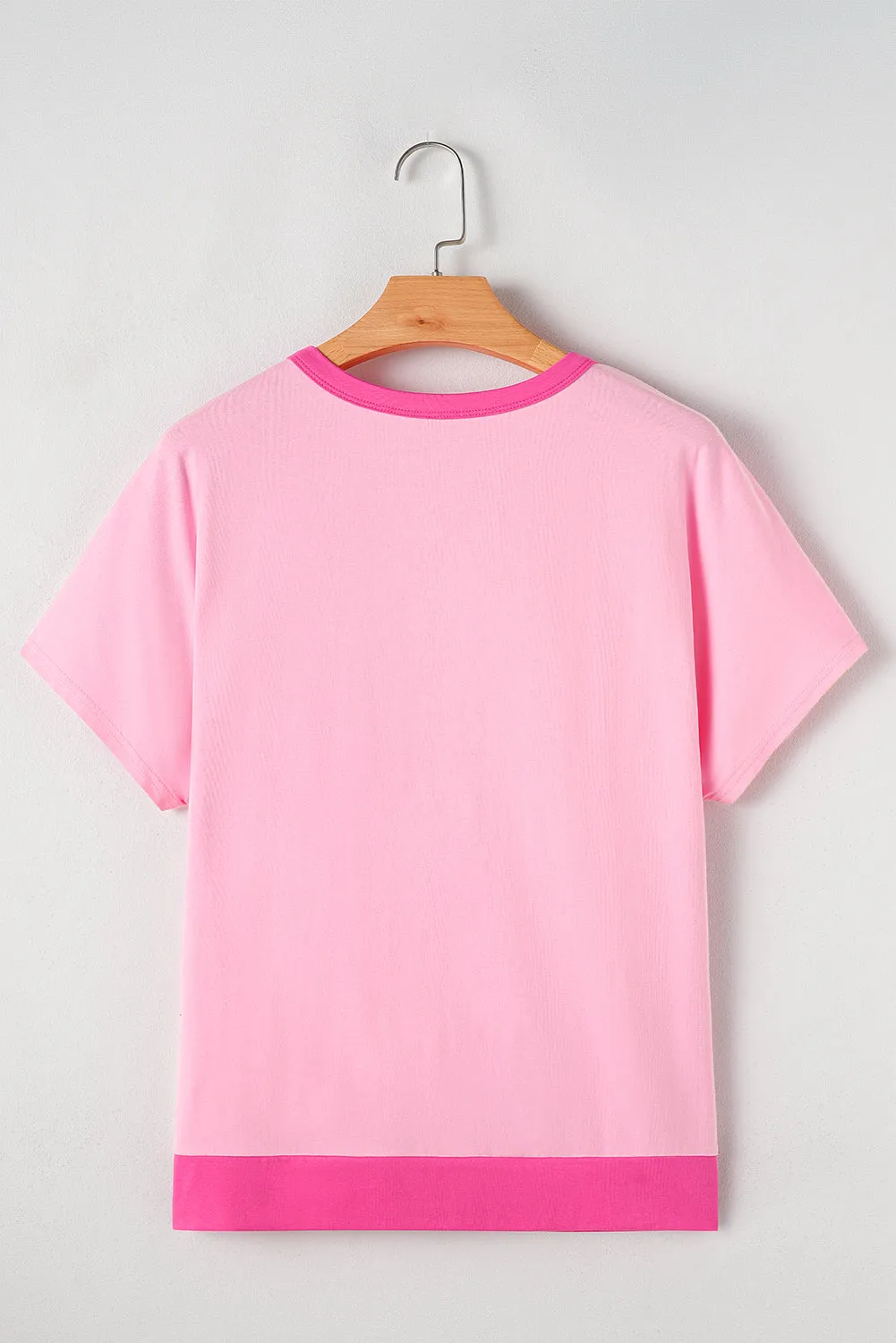 Pink Colorblock Half Button Henley