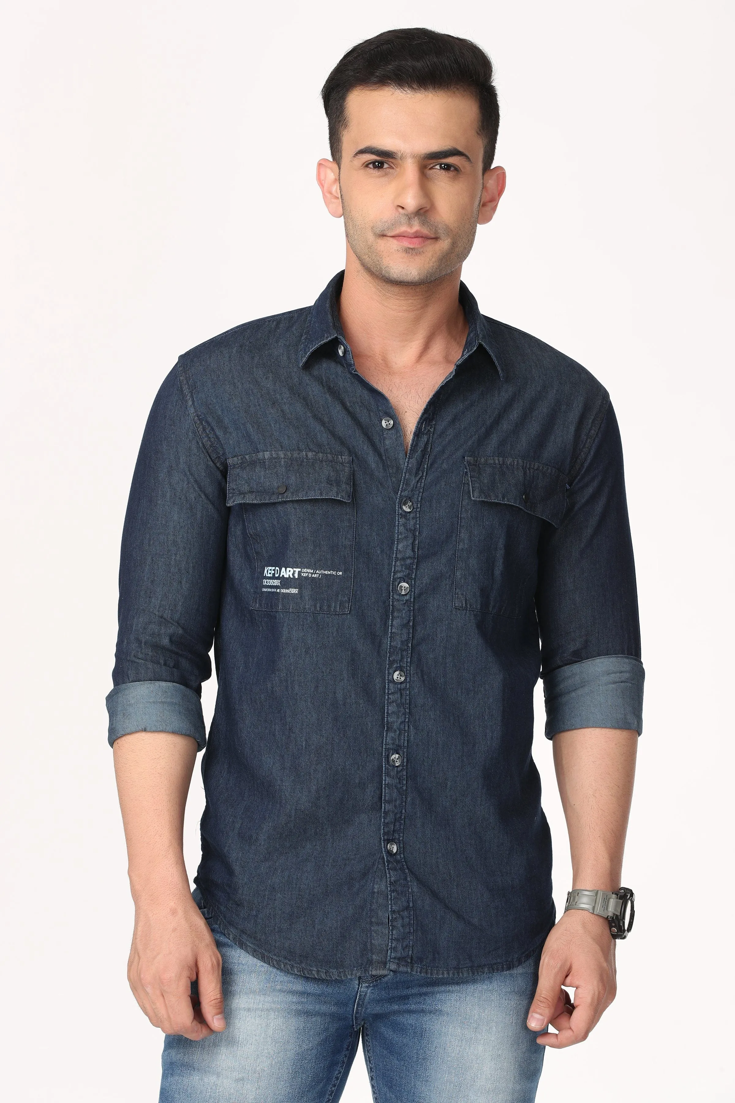 Pleasant Dark Blue Denim Shirt