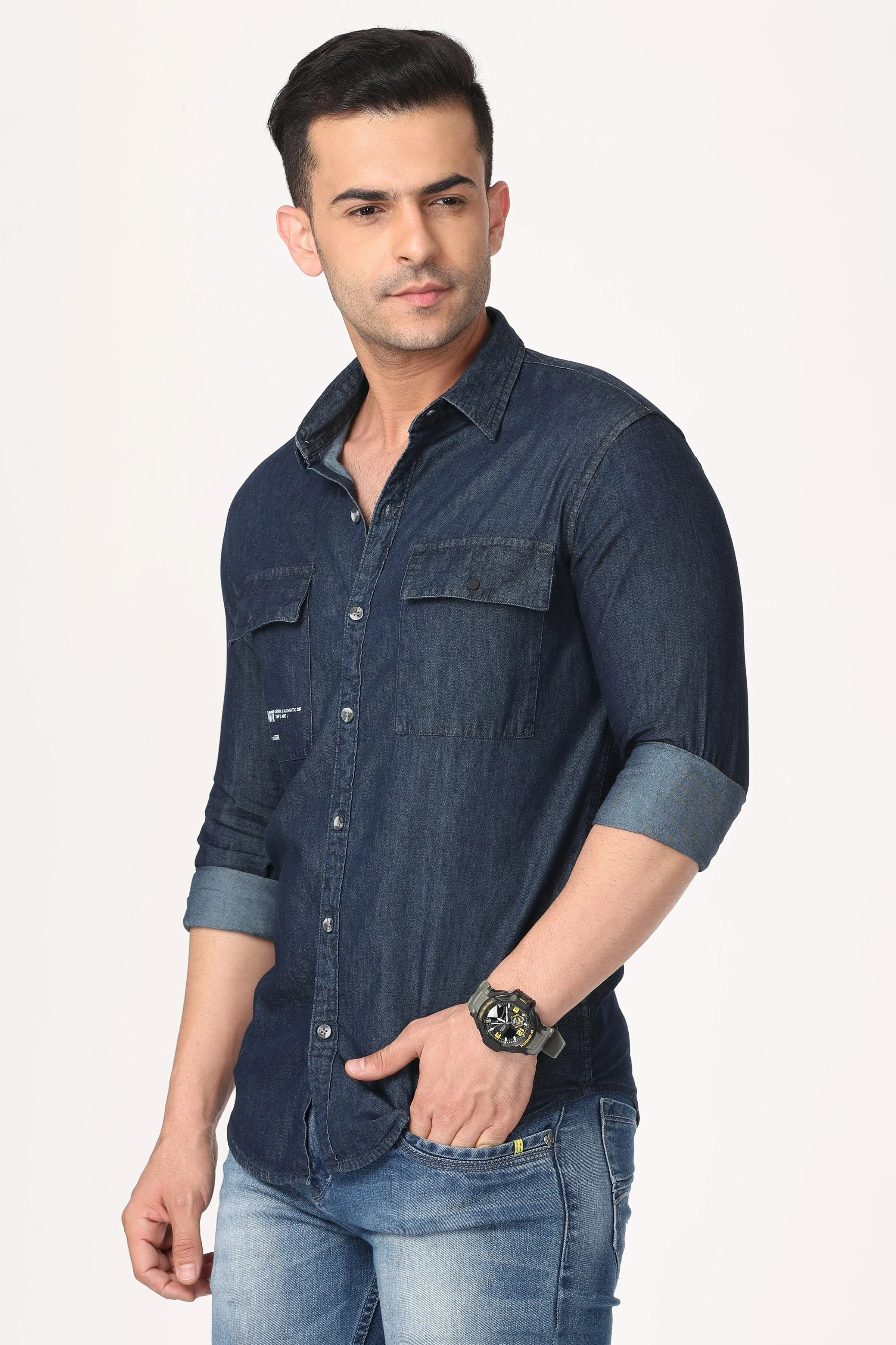 Pleasant Dark Blue Denim Shirt