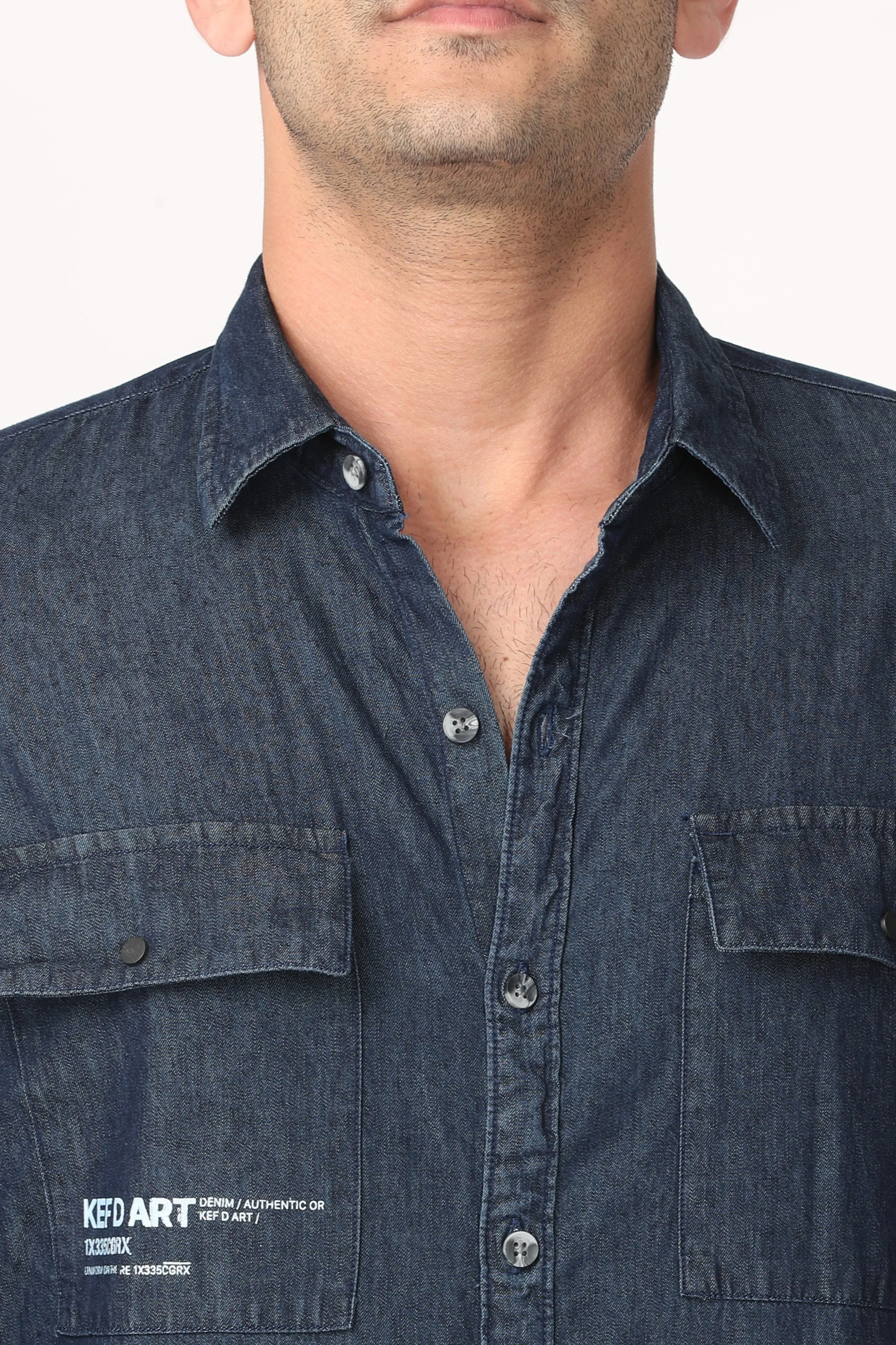 Pleasant Dark Blue Denim Shirt