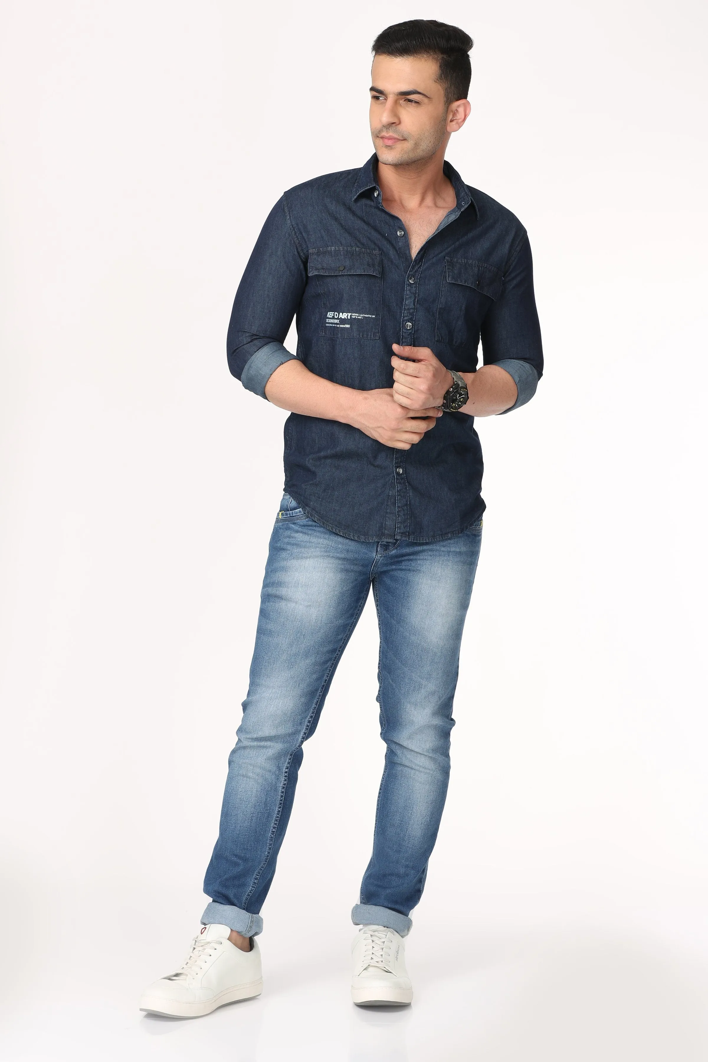 Pleasant Dark Blue Denim Shirt