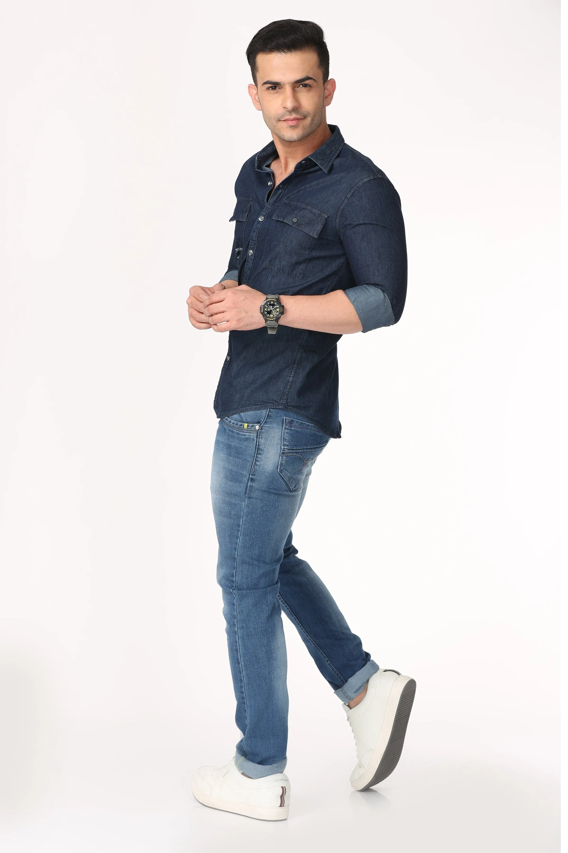 Pleasant Dark Blue Denim Shirt