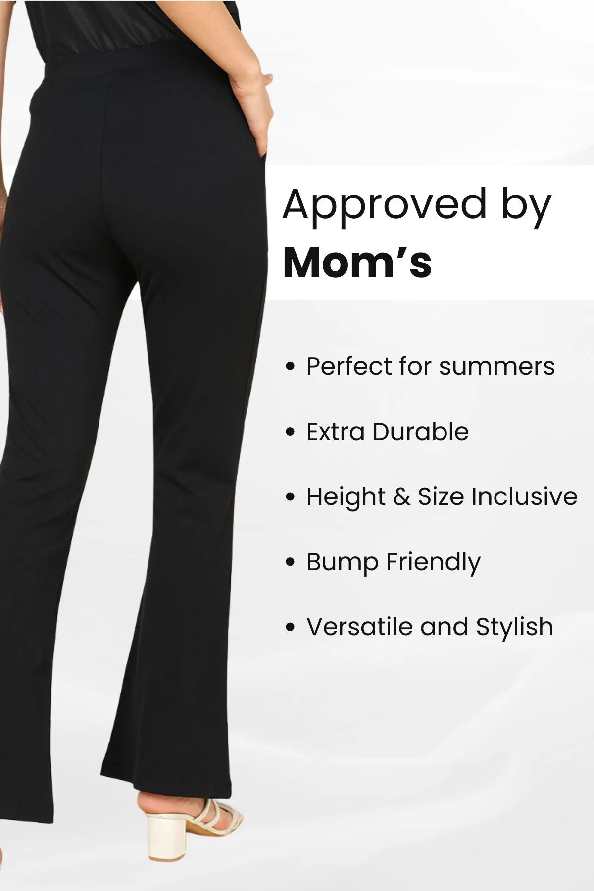 Pleated Cotton Black Maternity Pants (Pregnancy & Postpartum)