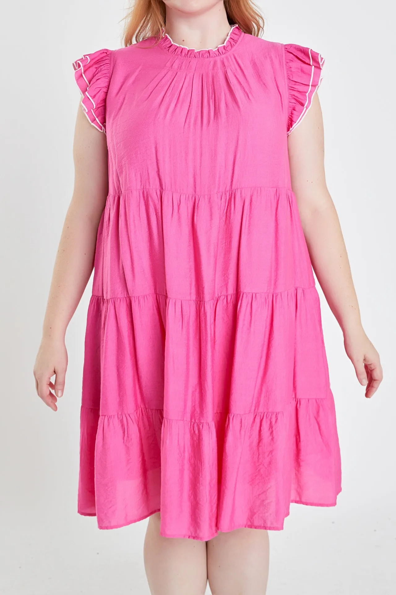 Plus Size Contrast Merrow Babydoll Dress