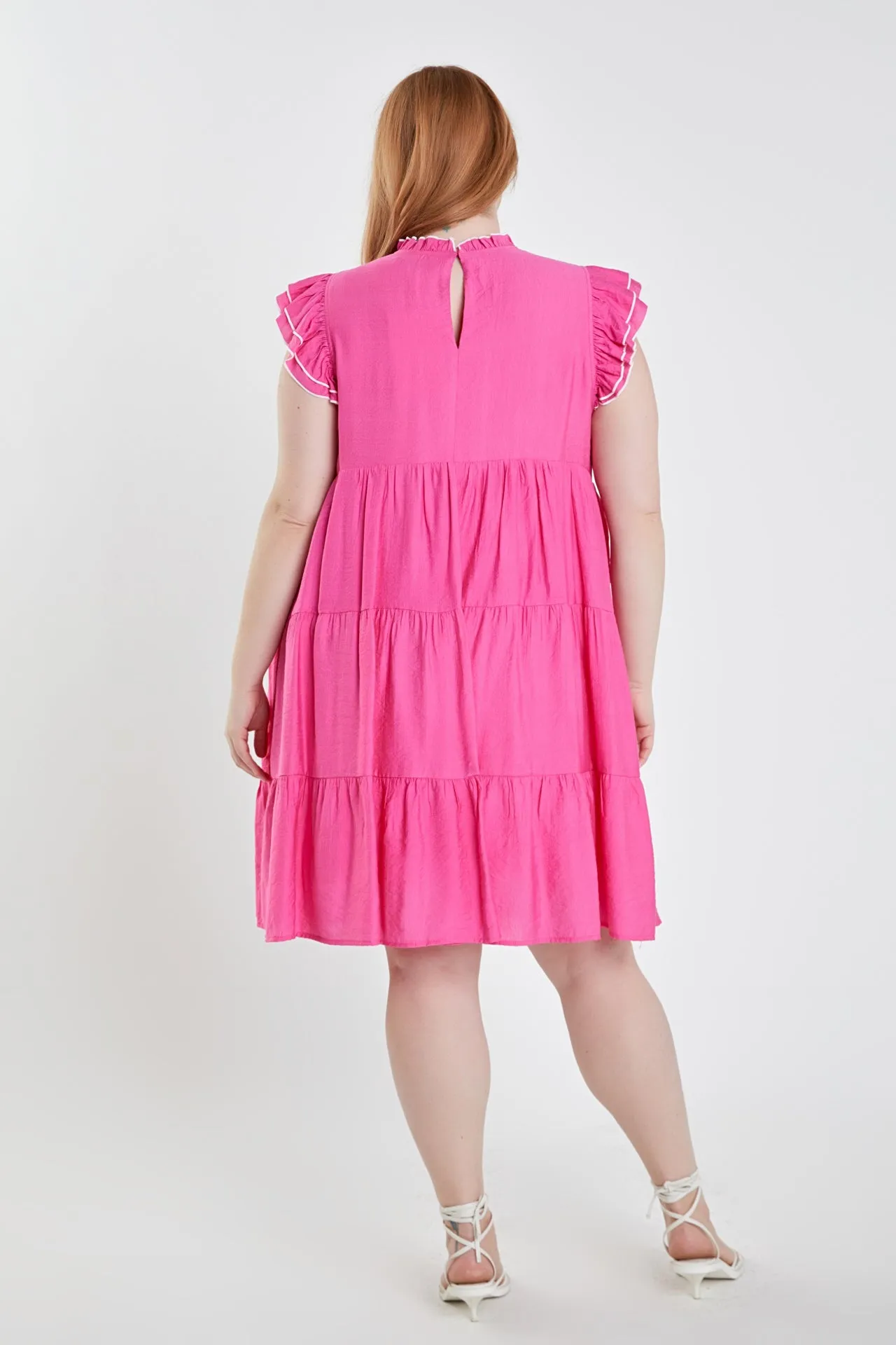 Plus Size Contrast Merrow Babydoll Dress