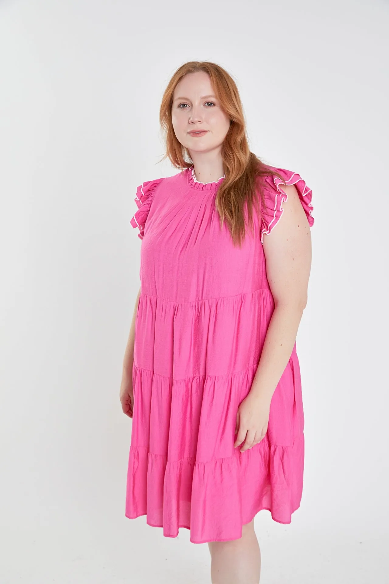 Plus Size Contrast Merrow Babydoll Dress