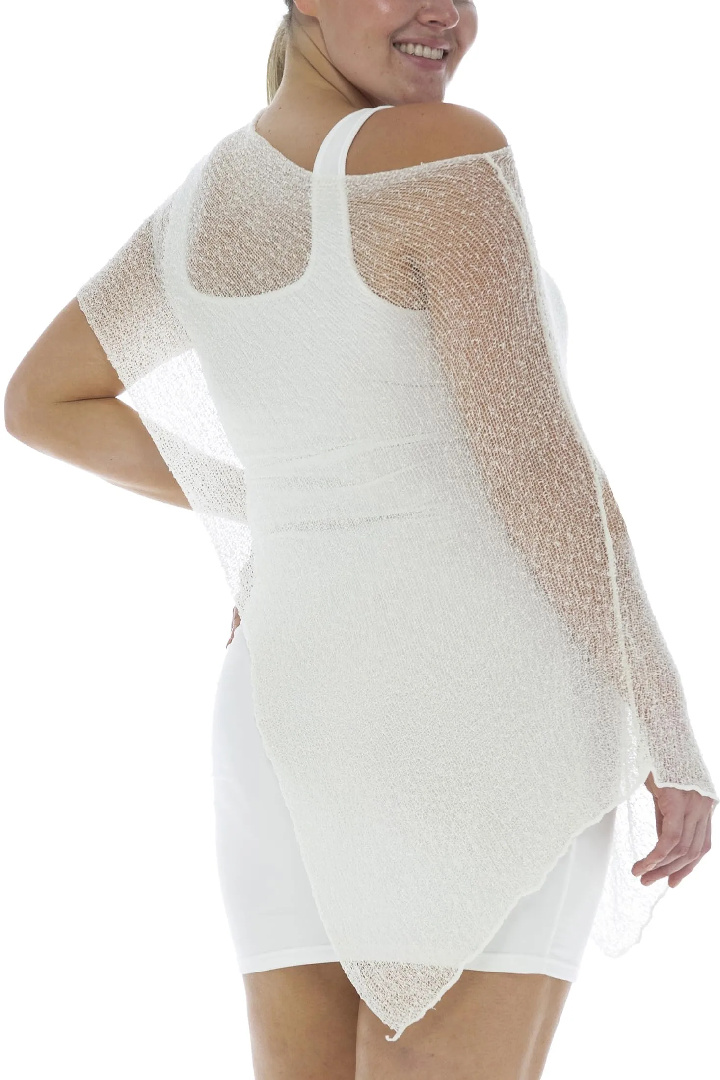 Plus Size Sheer Poncho Pullover Shrug